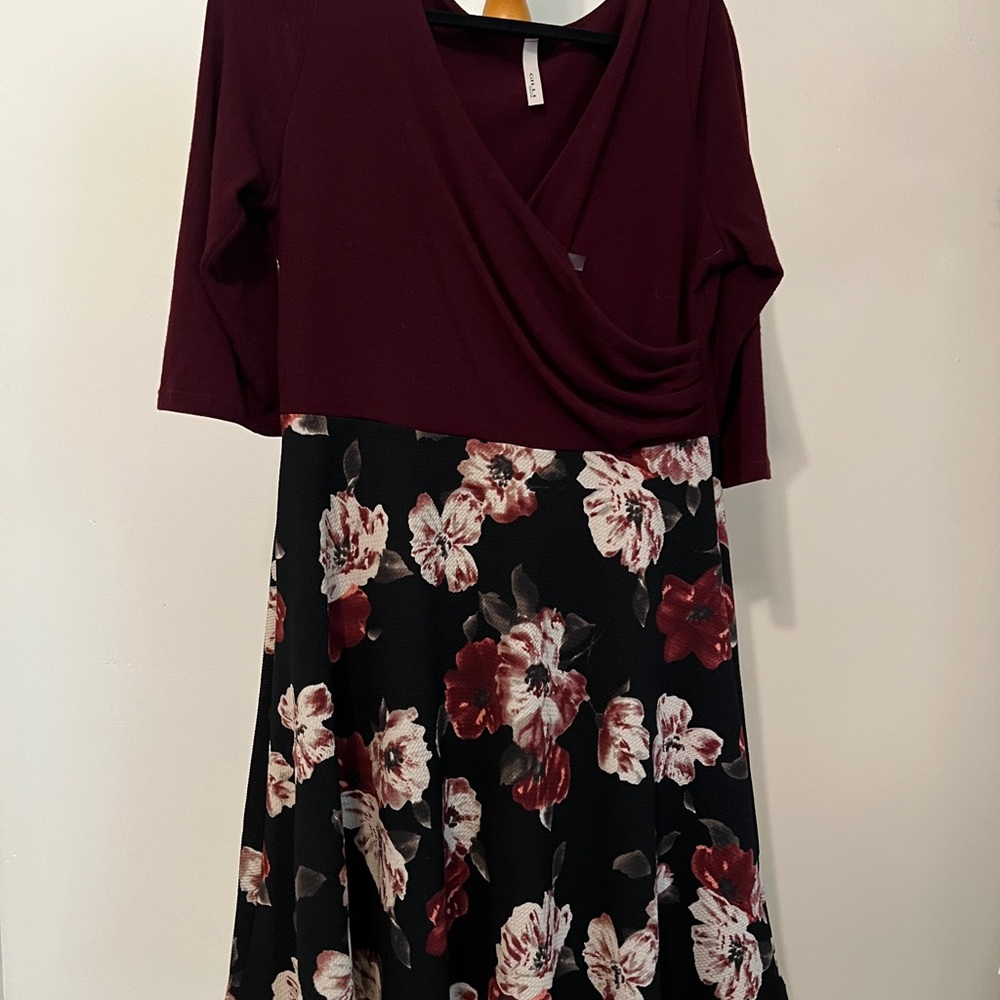 Maroon and black floral ModCloth dress